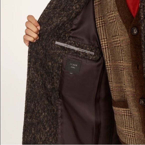 NWT J.Crew Ludlow Car Coat Jacket Italian Wool Blend Marled Khaki and Black 38s - Picture 5 of 7